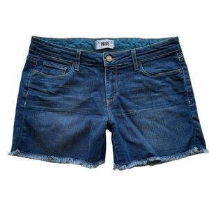 Paige Jimmy Jimmy Denim Shorts Womens Size 28 Fray Hem Roll Up Summer Beachy